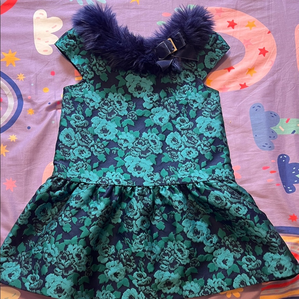 Gorgeous Janie and a Jack  dress with fur trim around the collar. Size 4, EUC